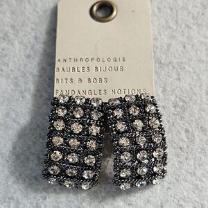 Anthropologie Crystal Grid Post Earrings